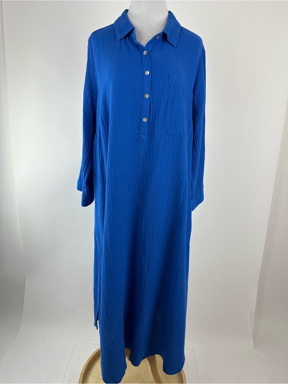 J. Jill Royal Blue Casual Relaxed Cotton Gauze Dress Size XL